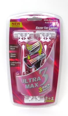 A10063 : Ultramax A10063 : Hygiene and Health - Shaving & hair removal - Razors For Women(3blades) ULTRAMAX, RAZORS FOR WOMEN(3blades), 1 x 24 un