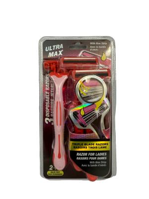 A10063 : Ultramax A10063 : Hygiene and Health - Shaving & hair removal - Razors For Women(3blades) ULTRAMAX, RAZORS FOR WOMEN(3blades), 1 x 24 un