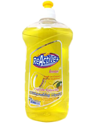 A1140 : Reactive A1140 : Produits ménagers - Produits nettoyants - Liq. Vaiselle( Jaune ) Citron REACTIVE, liq. VAISELLE( jaune ) CITRON, 12 x 750 ml
