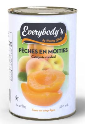 CF8122-OU : Everybody's CF8122-OU : Preserves and jars - Fruits - Halves Peaches EVERYBODY'S, HALVES PEACHES, 24 x 398 ML