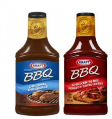 CH314 : Kraft CH314 : Condiments - Sauce - Assorted Bbq Sauce(1/2 Skid) KRAFT, ASSORTED BBQ SAUCE(1/2 SKID), 500 x 455ml