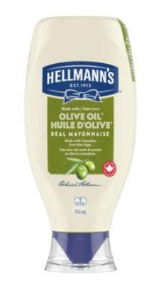 CH36 : Hellmann's CH36 : Condiments - Mayonnaise - Mayo Huile D'olive Big Squeeze HELLMANN'S, MAYO huile d'olive big squeeze,12 x 750 ML