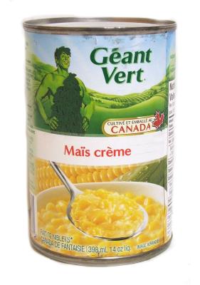 CL77 : Geant vert CL77 : Conserves et bocaux - Légumes - Mais Creme GEANT VERT,MAIS CREME,12 x 398 ML