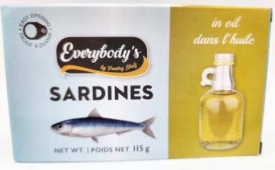 CP036 : Everybody's CP036 : Produits congelés - Viande - Sardines Dans L'huile EVERYBODY'S, SARDINES dans l'huile, 24 x 115g