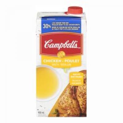 CS990 : Campbell's CS990 : Condiments - Sauce - Chicken Broth 30% Less Salt CAMPBELL'S, CHICKEN BROTH 30% less salt, 12 x 900 ML