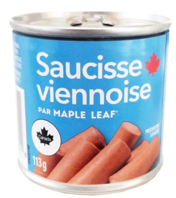 CV280-OU : Maple leaf CV280-OU : Preserves and jars - Fish - Vienna Sausage MAPLE LEAF,VIENNA SAUSAGE, 24 x 113g