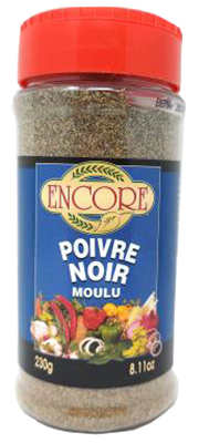 E55100 : Encore E55100 : Condiments - Poivre - Poivre Noir Pur  Moulu ENCORE,POIVRE NOIR pur  MOULU, 12 X 230 G