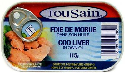 P481-1 : Tousain P481-1 : Preserves and jars - Fish - Cod Liver TOUSAIN, COD LIVER, 12 x 115g