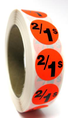 PR201 : Rouleau PR201 : Accessories & Supplies - Discount sticker - 2/1$ Fluo Roll ROULEAU , 2/1$ FLUO ROLL , 1000 UN/RLX