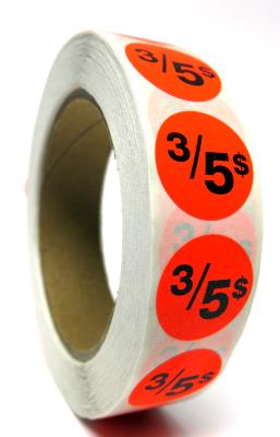 PR305 : Rouleau PR305 : Accessories & Supplies - Discount sticker - 3/5$ Roll Fluo ROULEAU , 3/5$ ROLL FLUO , 1000 UN/RL